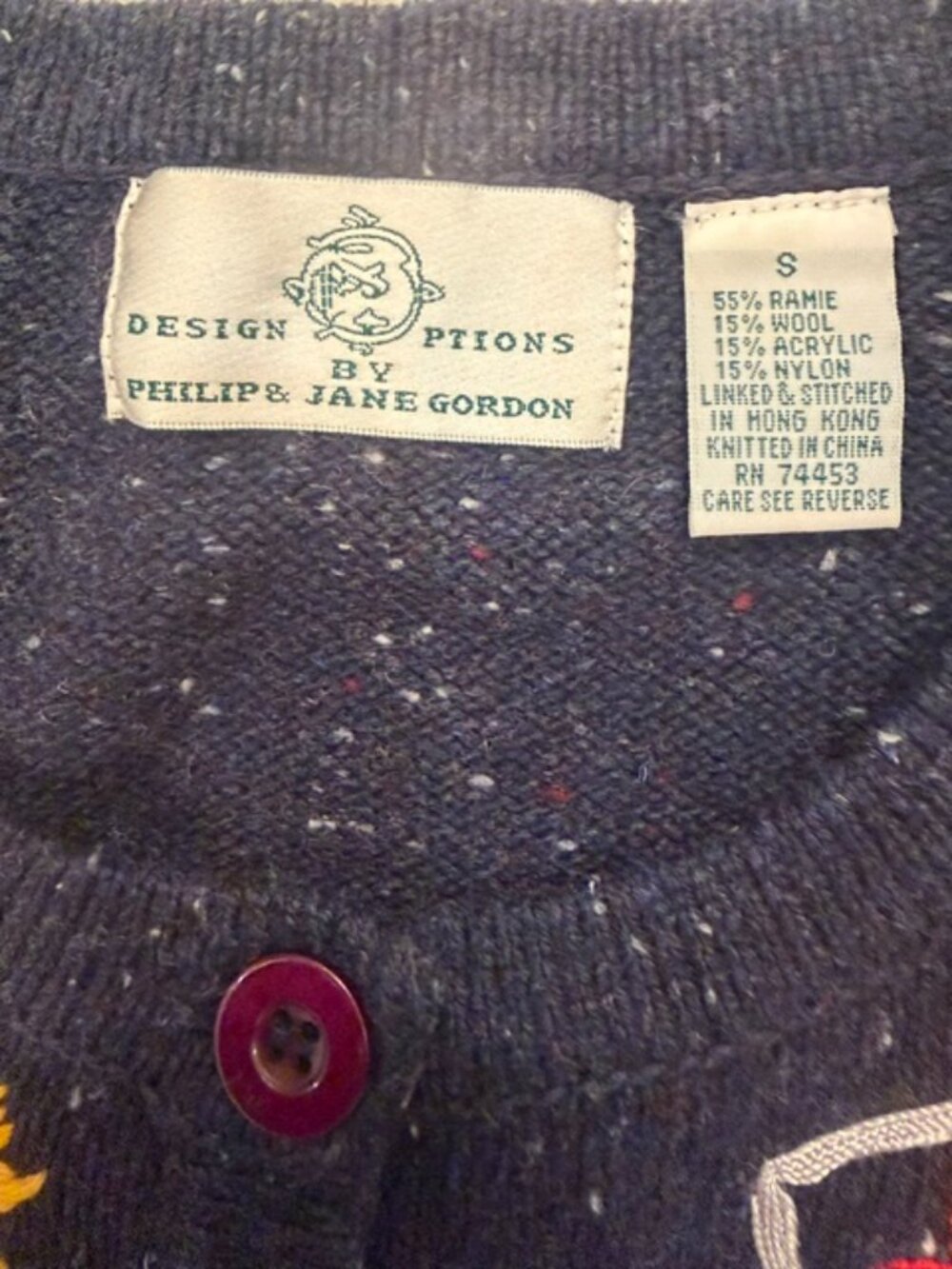 Vintage Design Options Phillip & Jane Gordon Fall Harvest Cardigan Sm Embroidery - Picture 8 of 12